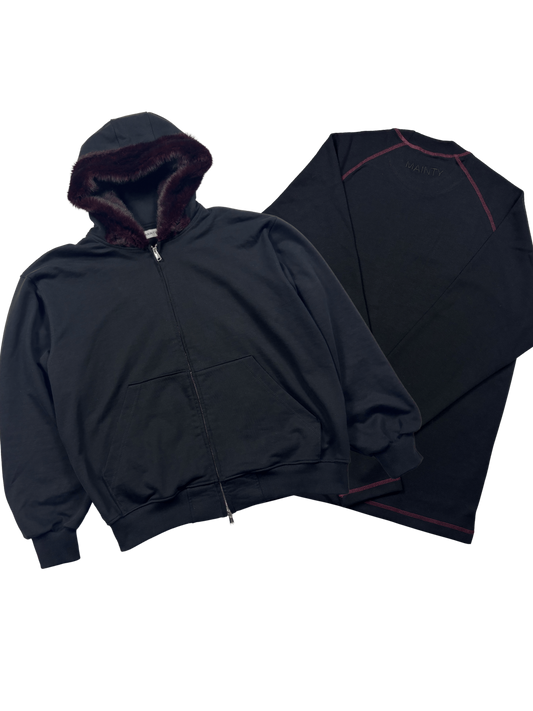 FUR ZIPPER BLACK X LONGSLEEVE